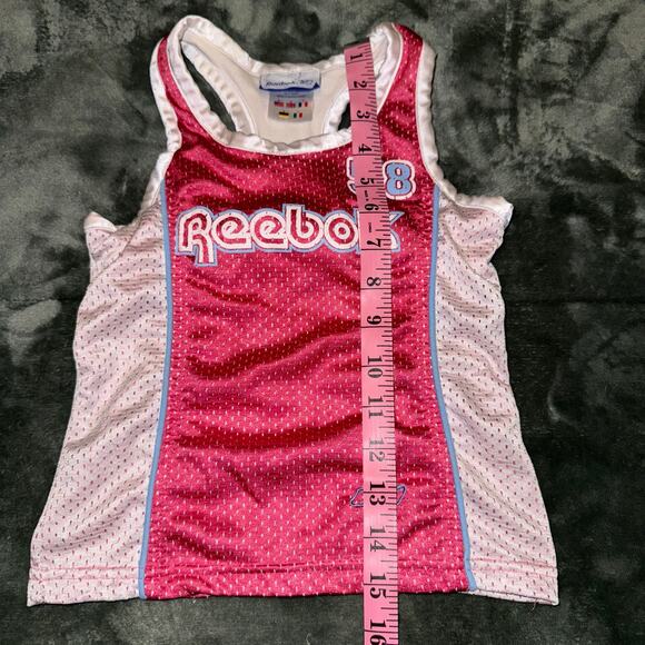 Vintage Reebok Youth Girl's Size Small Pink/White Jersey Lined Y2K 90s Shirt - Picture 6 of 8